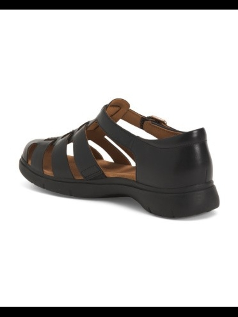 Clarks Black Leather Fisherman Sandal with Buckle Size 11 Wide NEW - Picture 2 of 3